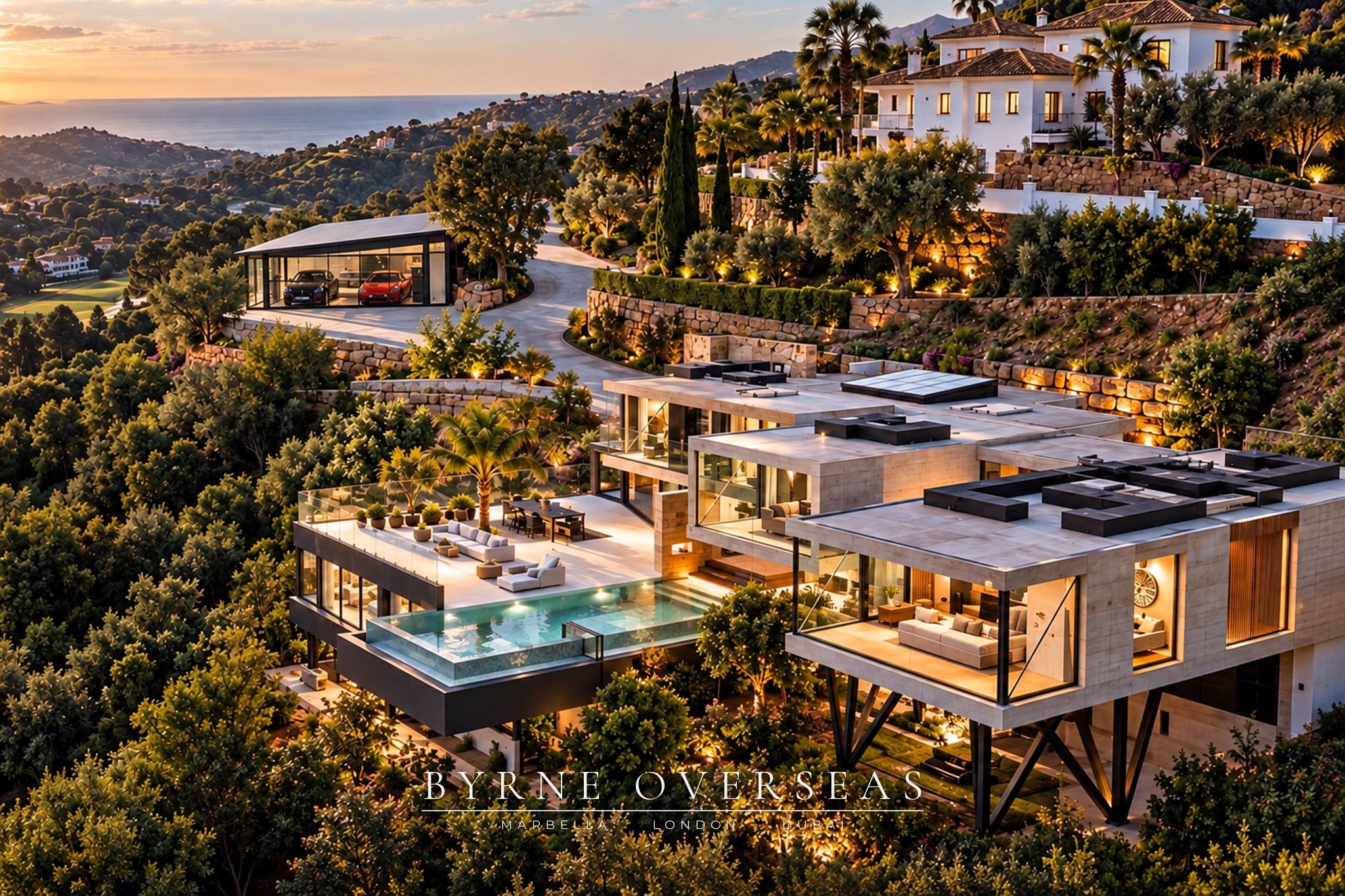 Casa Flotante sunset aerial view, Marbella Club Golf Resort